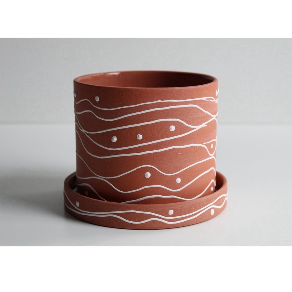 Victoria Buchler Ceramics Small Stoneware Planter in Terracotta Landscape